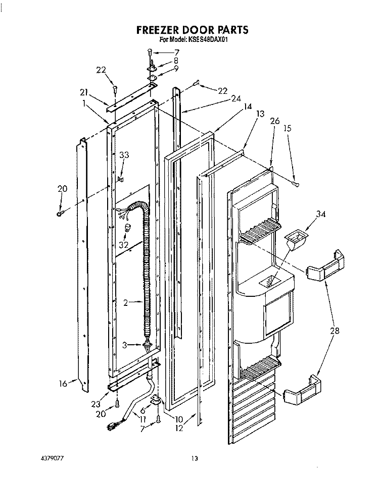 FREEZER DOOR Diagram and Parts List for KSSS48DAX01  KitchenAid Refrigerator