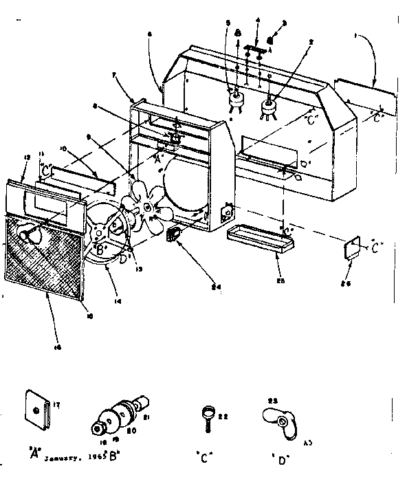 Range Hood Assembly Diagram and Parts List for 15552140  Kenmore Range Hood