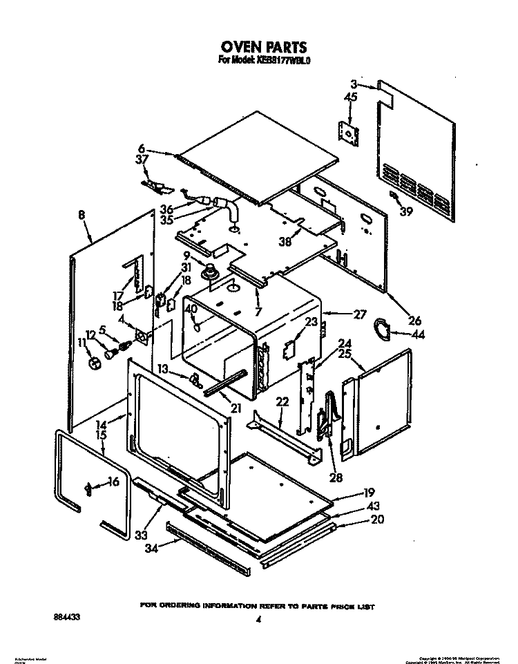 OVEN Diagram and Parts List for KEBS177WAL0  KitchenAid Wall Oven