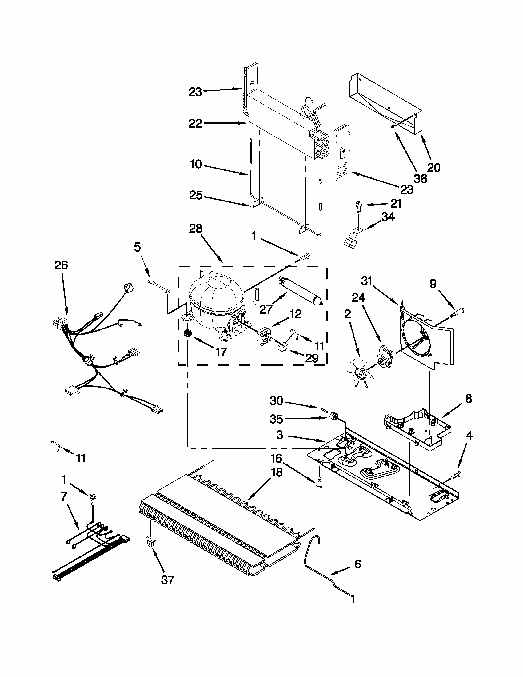 Unit Parts Diagram and Parts List for 59669969013  Kenmore Refrigerator