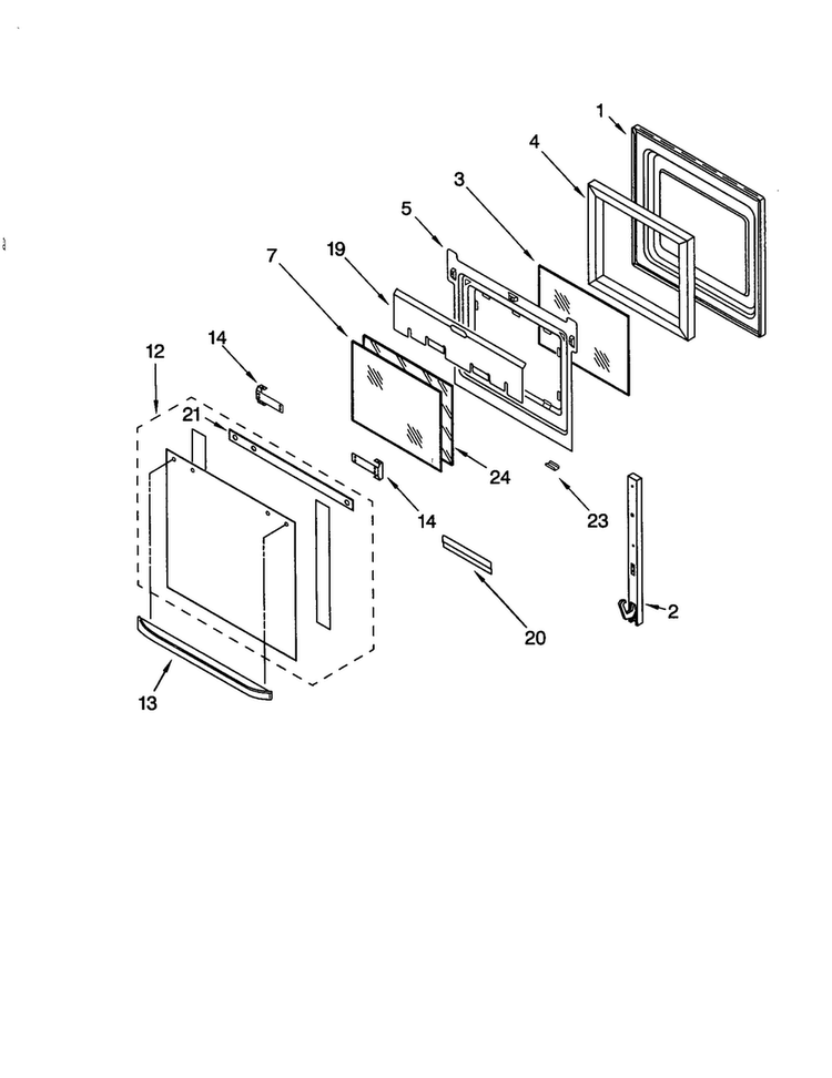 Oven Door Diagram and Parts List for RBS275PDQ9  Whirlpool Wall Oven