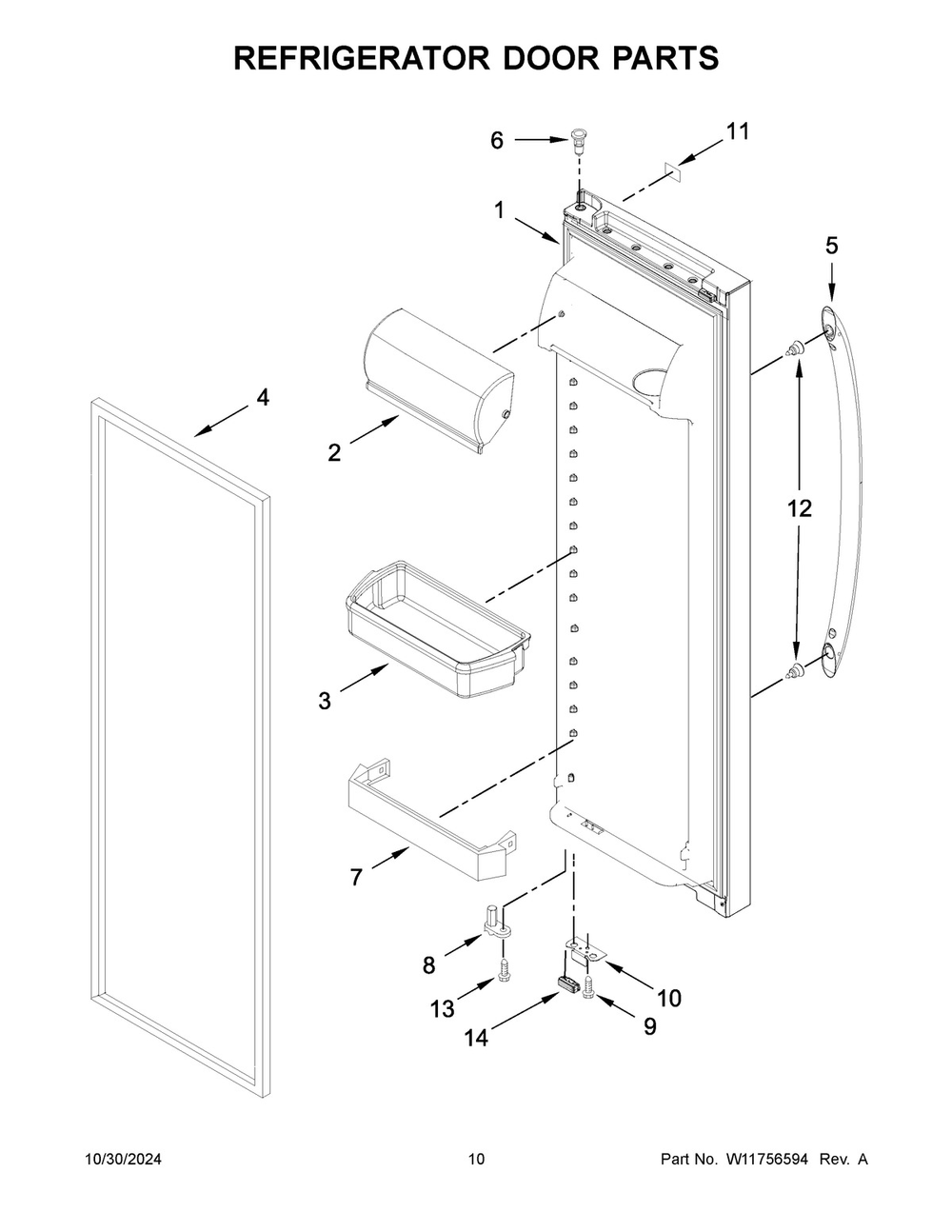 06 - Refrigerator Door Parts Diagram and Parts List for WRS312SNHB06  Whirlpool Refrigerator