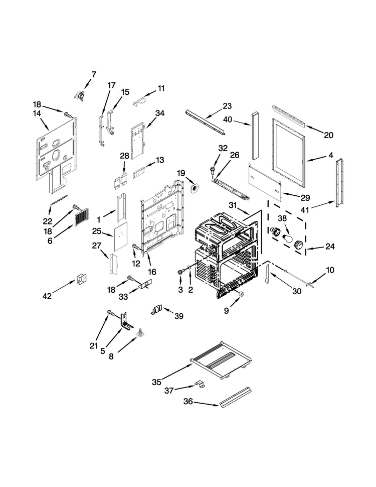 Chassis Parts Diagram and Parts List for WGI925C0BS01  Whirlpool Range