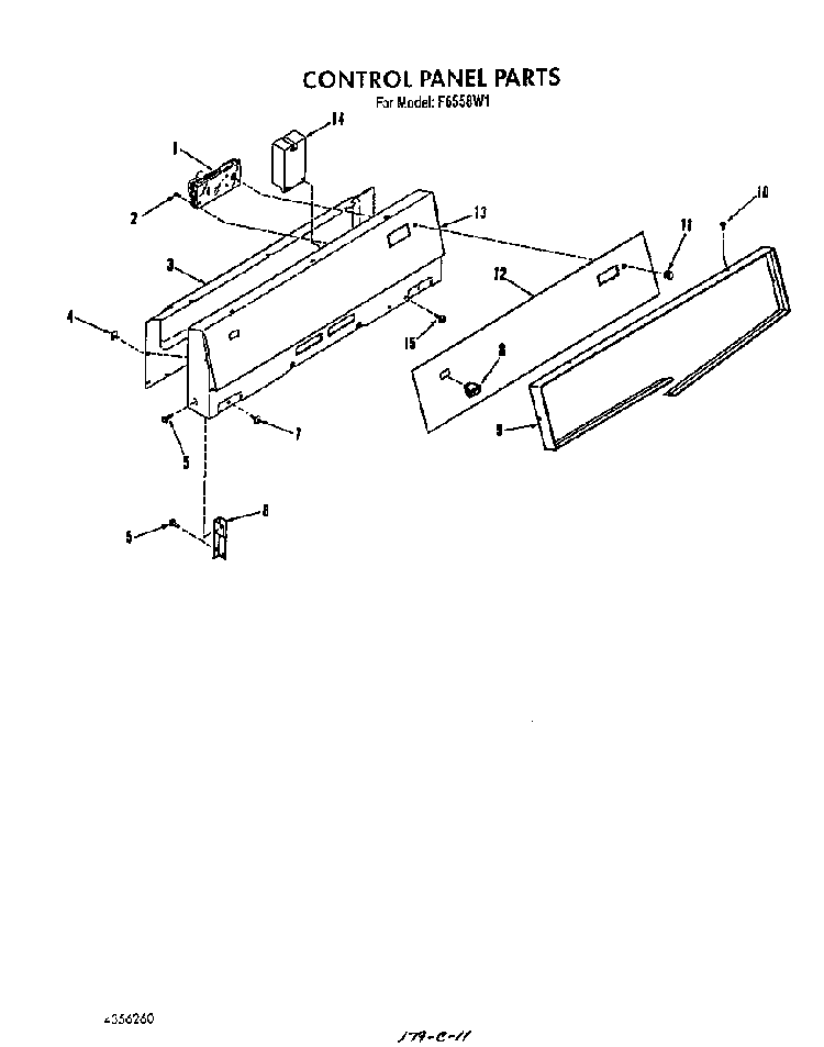 Control Panel Diagram and Parts List for F6558*1  Roper Range