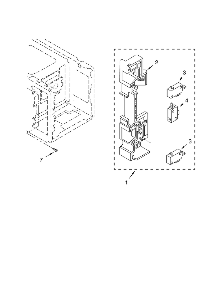 Latch Board Diagram and Parts List for MT4110XKB0  Whirlpool Microwave