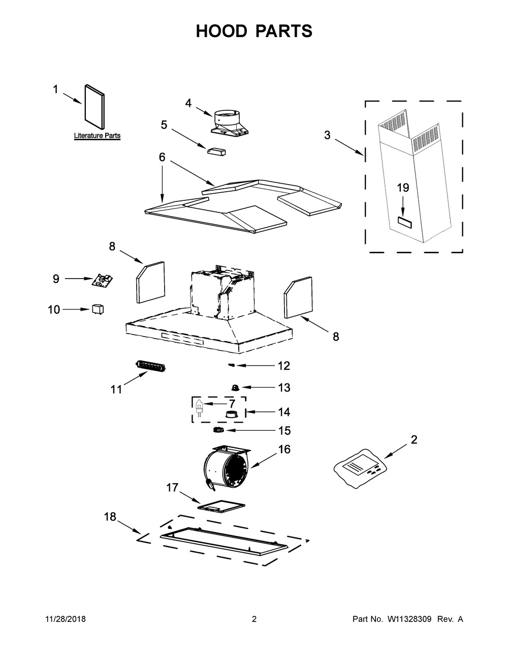 Hood Parts Diagram and Parts List for KVIB602DSS3  Whirlpool Range Hood