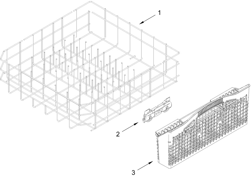Lower Rack Parts Diagram and Parts List for WDT751SAPZ2  Whirlpool Dishwasher