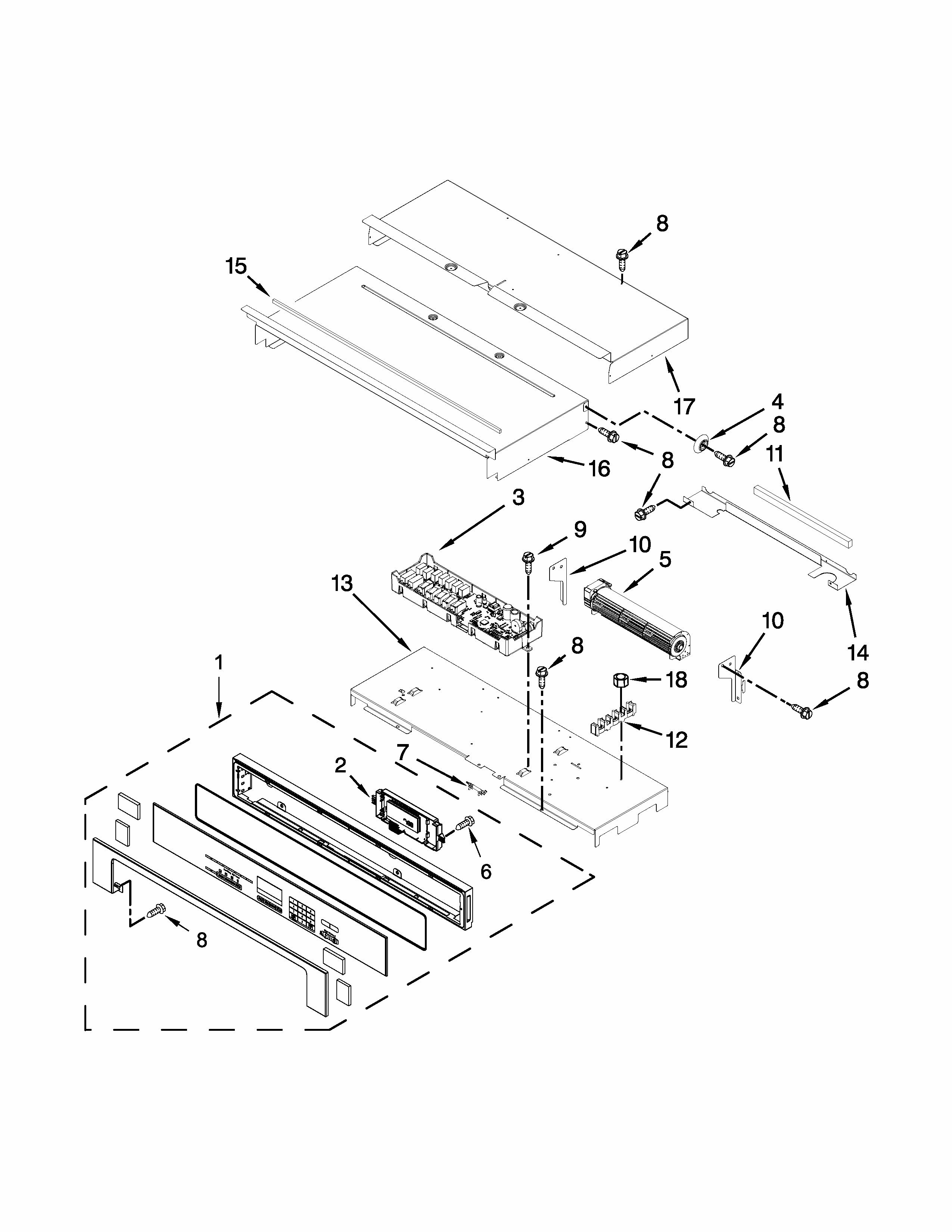 Control Panel Parts Diagram and Parts List for IBS550DS00  Whirlpool Wall Oven