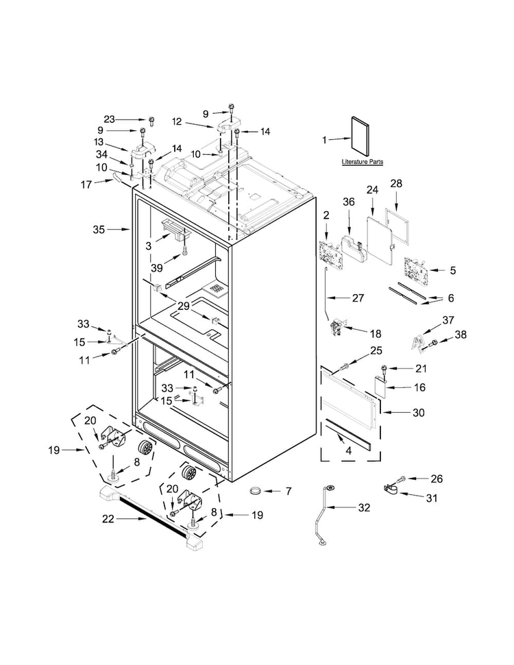 Cabinet Parts Diagram and Parts List for KRFF707ESS00  KitchenAid Refrigerator