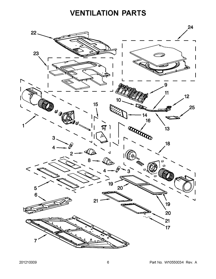 VENTILATION PARTS Diagram and Parts List for KHHC2090SSS3  KitchenAid Microwave