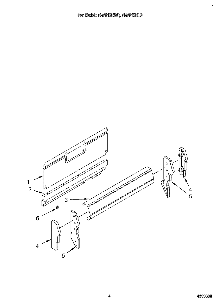 BACKGUARD Diagram and Parts List for FGP315BW0  Roper Range