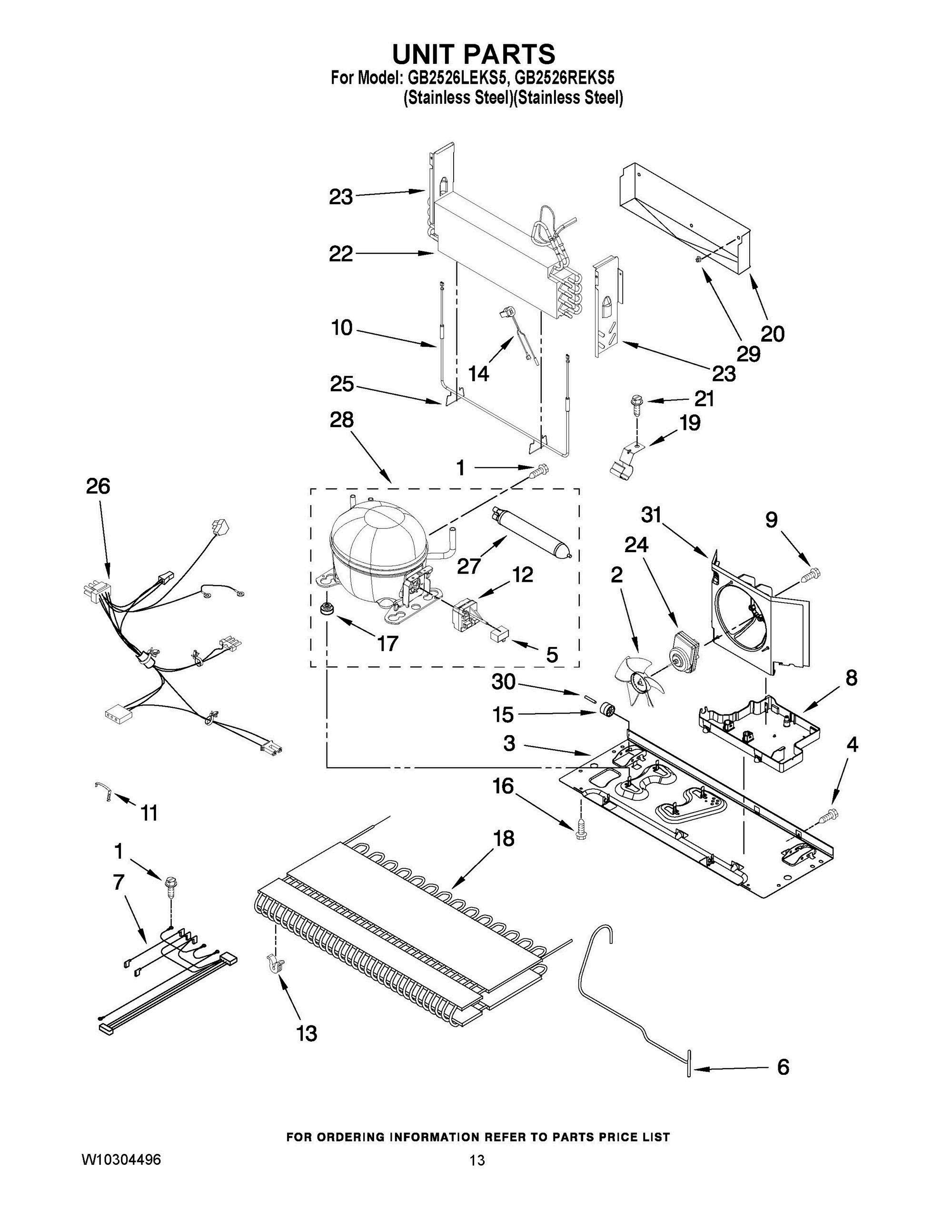 07 - UNIT PARTS Diagram and Parts List for GB2526LEKS5  Whirlpool Refrigerator