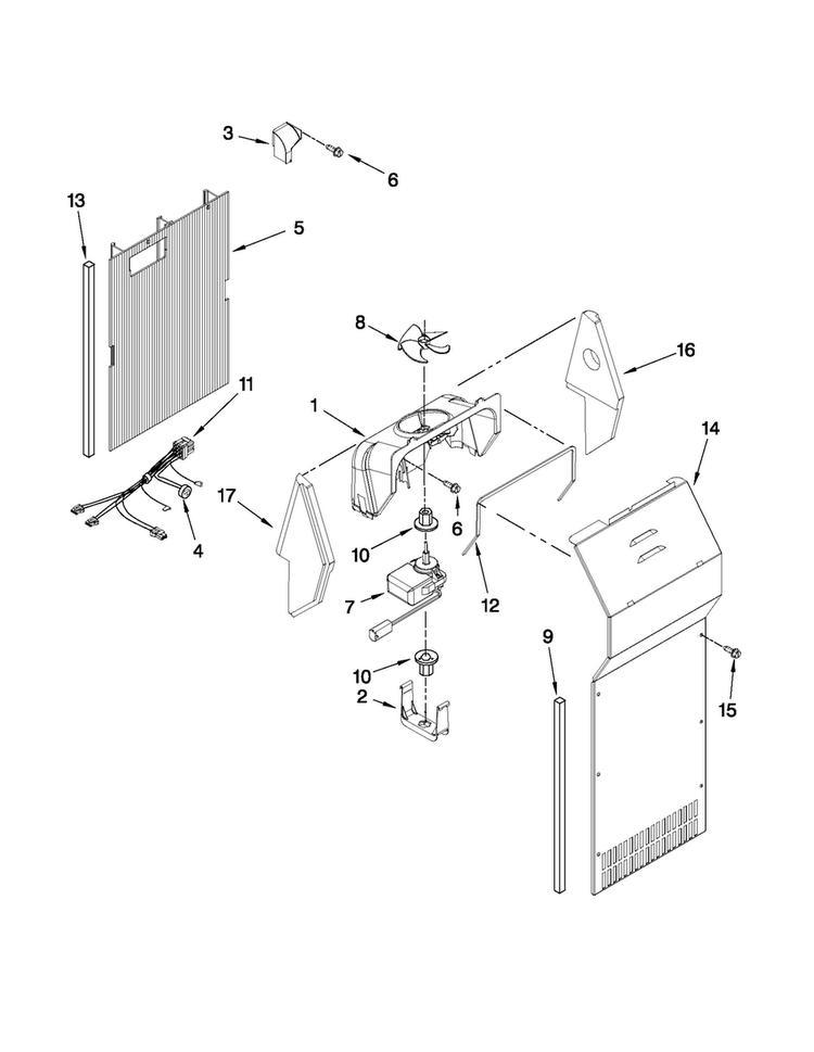 Air Flow Parts Diagram and Parts List for 10640263011  Kenmore Refrigerator