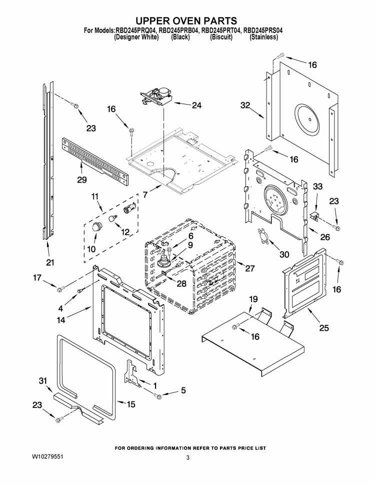 UPPER OVEN PARTS Diagram and Parts List for RBD245PRT04  Whirlpool Wall Oven