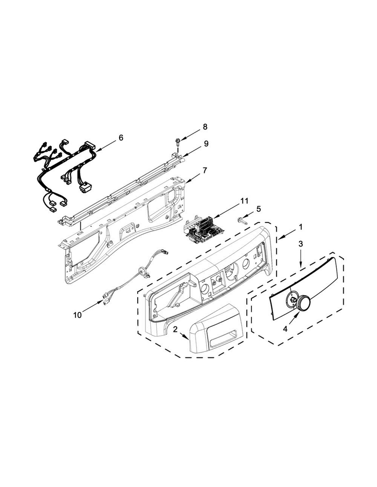 Control Panel Parts Diagram and Parts List for 7MWFW75HEFW0  Whirlpool Washer