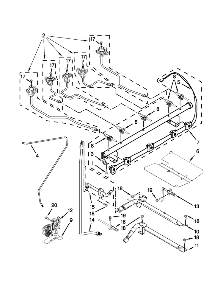 Manifold Parts Diagram and Parts List for KGRS308BSS2  KitchenAid Range
