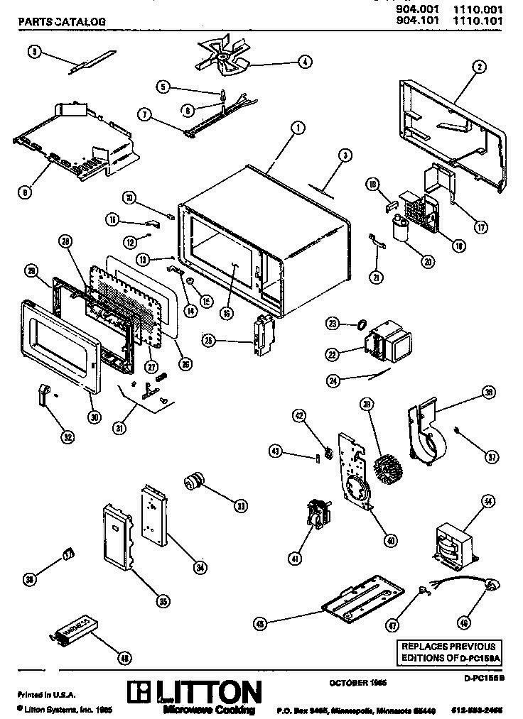 01 - Page 1 Diagram and Parts List for 904001  Whirlpool Microwave