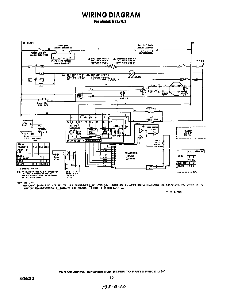 Wiring Diagram Diagram and Parts List for N9257*2  Roper Range