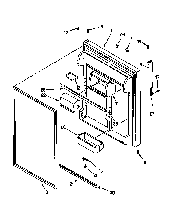 Refrigerator Door Diagram and Parts List for GT22DKMXGN00  Whirlpool Refrigerator