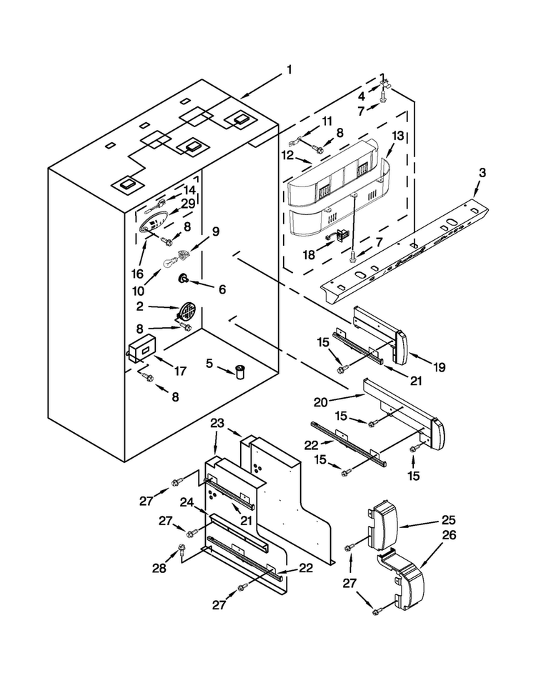 Refrigerator Liner Parts Diagram and Parts List for KBFC42FTS08  KitchenAid Refrigerator