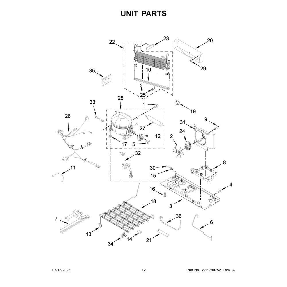 Unit Parts Diagram and Parts List for KRFF305ESS10  KitchenAid Refrigerator