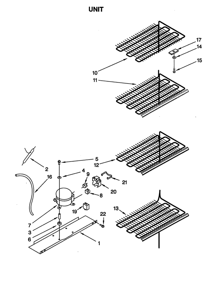 Unit Diagram and Parts List for EV150FXG02  Whirlpool Freezer