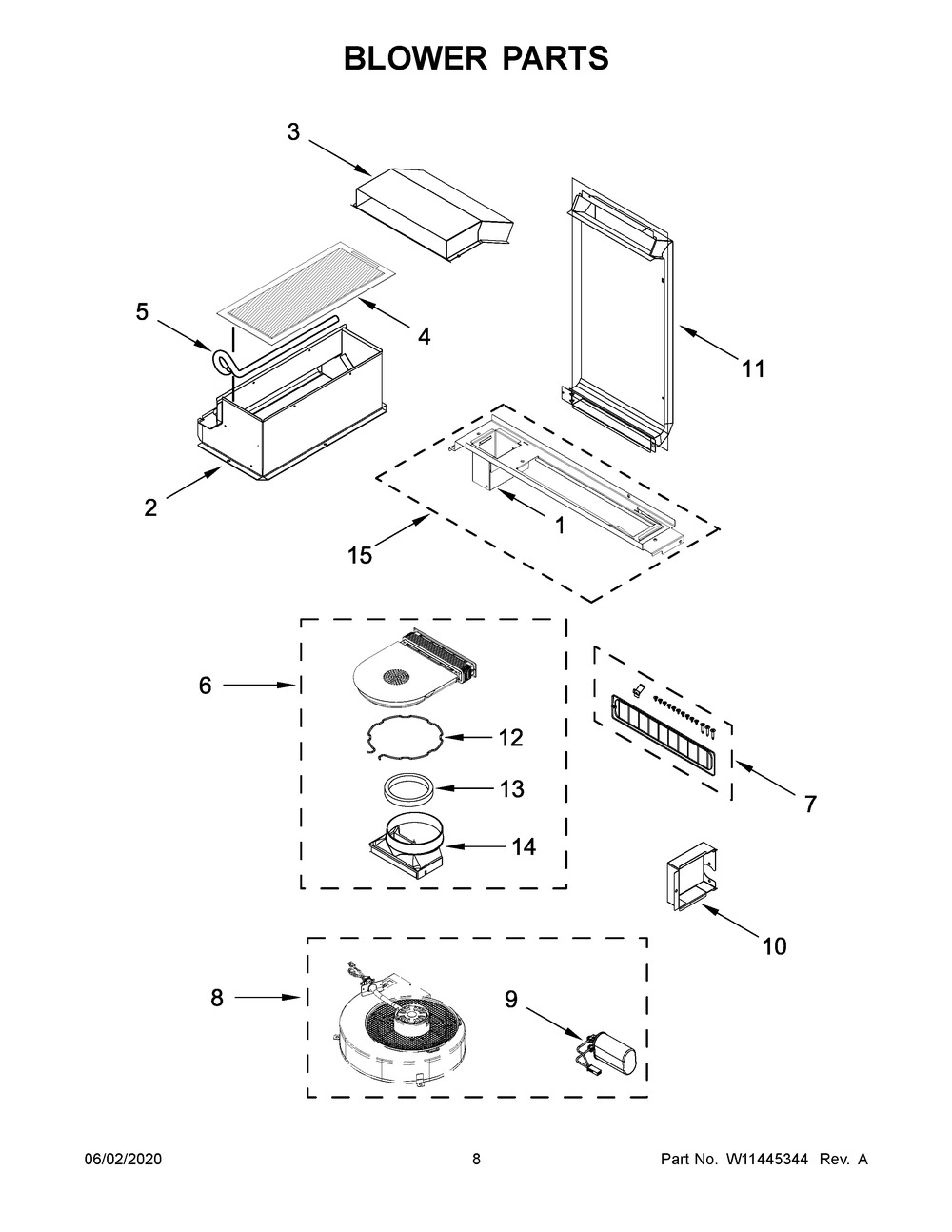 Blower Parts Diagram and Parts List for KSDG950ESS2  Whirlpool Range