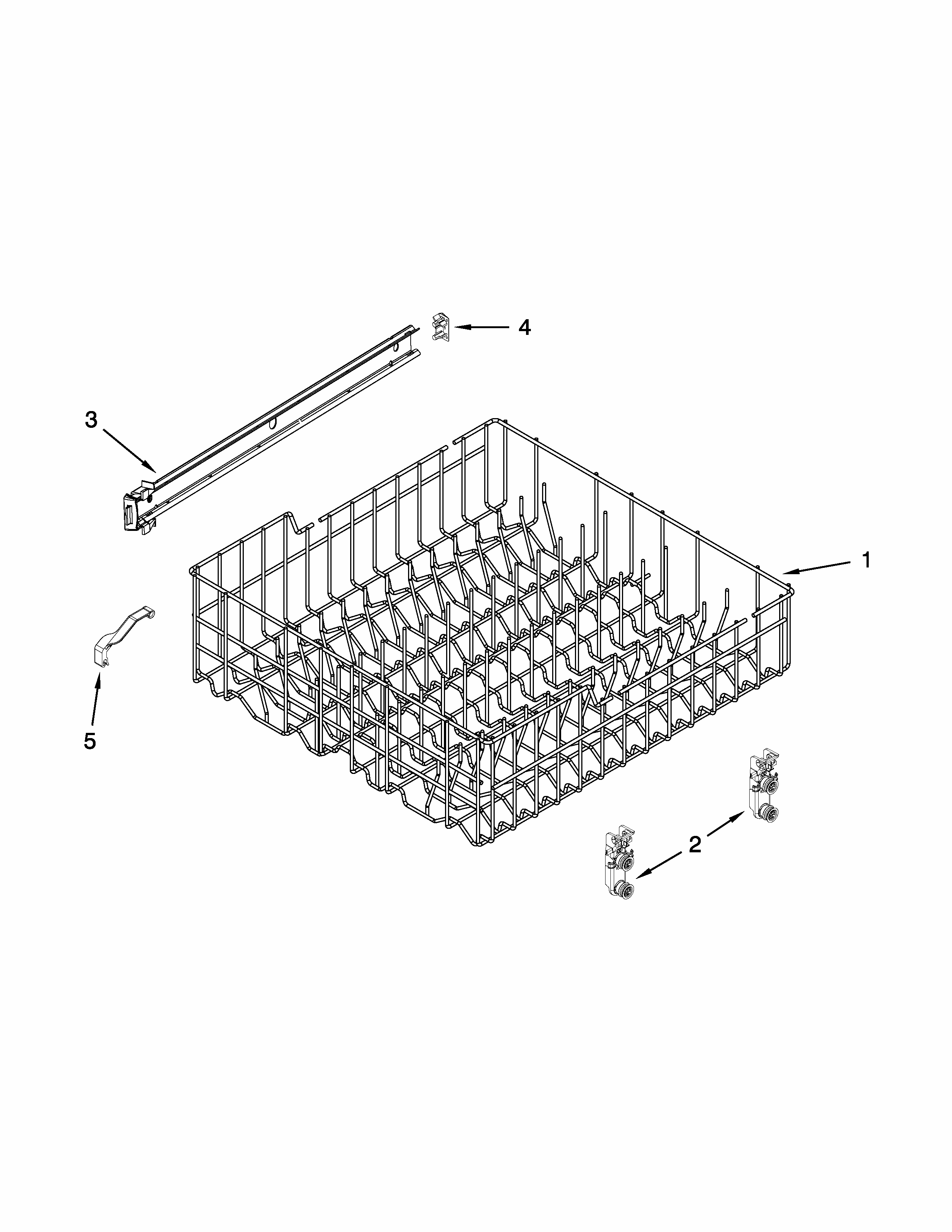 Upper Rack And Track Parts Diagram and Parts List for 66513252K115  Kenmore Dishwasher