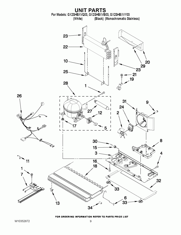UNIT PARTS Diagram and Parts List for GX2SHBXVB03  Whirlpool Refrigerator