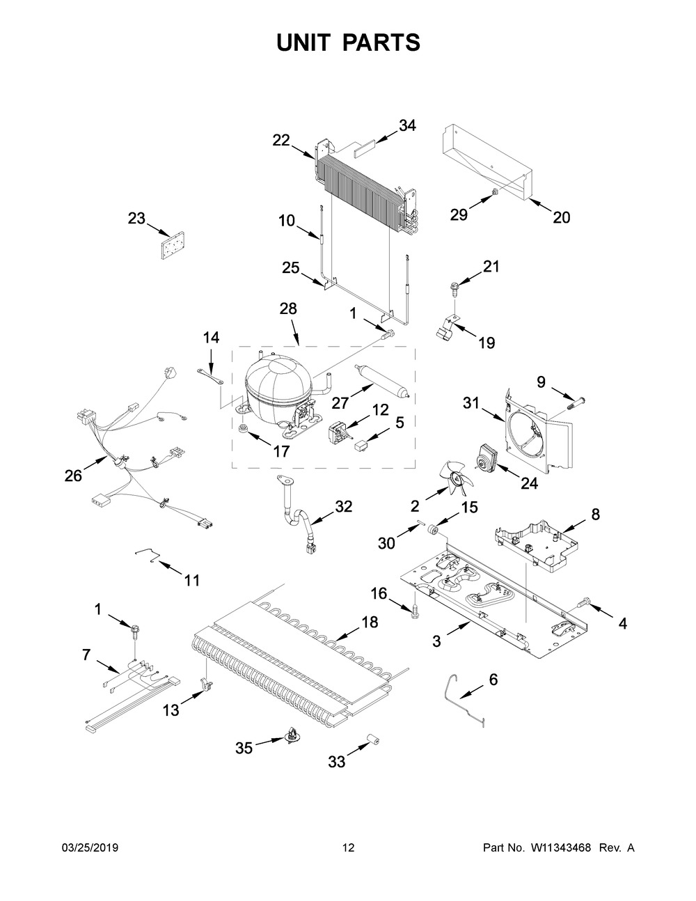 Unit Parts Diagram and Parts List for WRF535SWHW01  Whirlpool Refrigerator