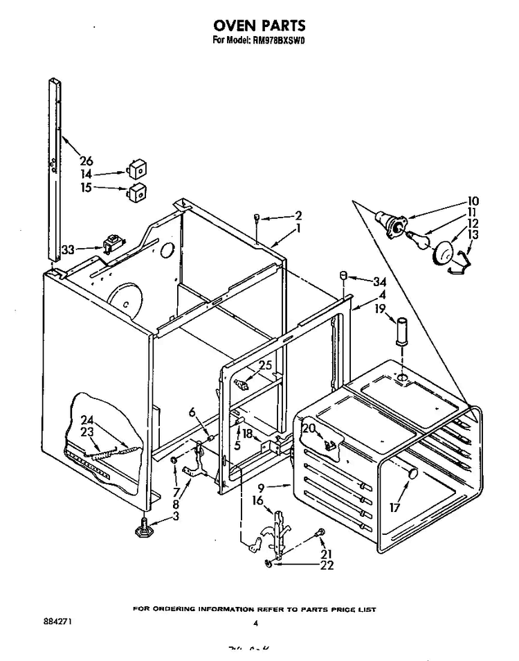 Oven Diagram and Parts List for RM978BXSN0  Whirlpool Range