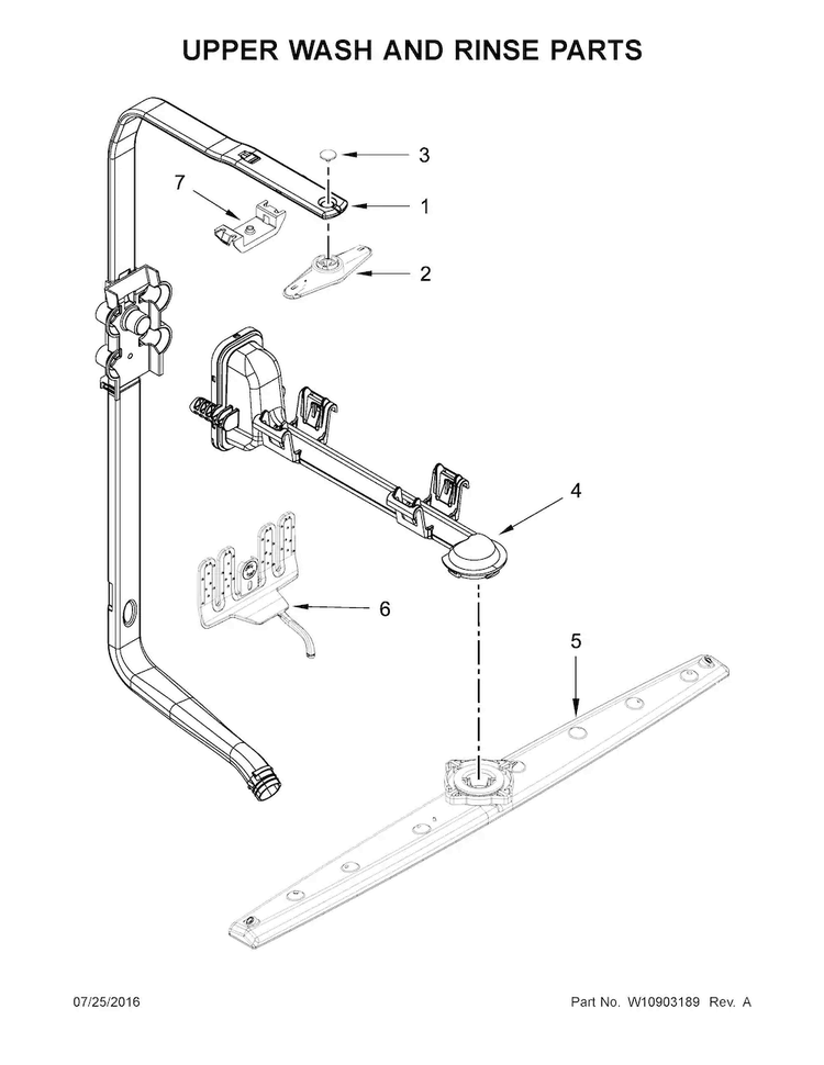 Upper Wash And Rinse Parts Diagram and Parts List for KDTM384ESS1  KitchenAid Dishwasher