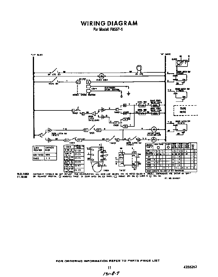 Wiring Diagram Diagram and Parts List for F8557*1  Roper Range