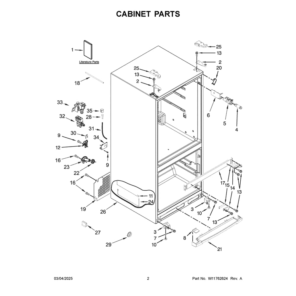 Cabinet Parts Diagram and Parts List for WRF560SEHV05  Whirlpool Refrigerator