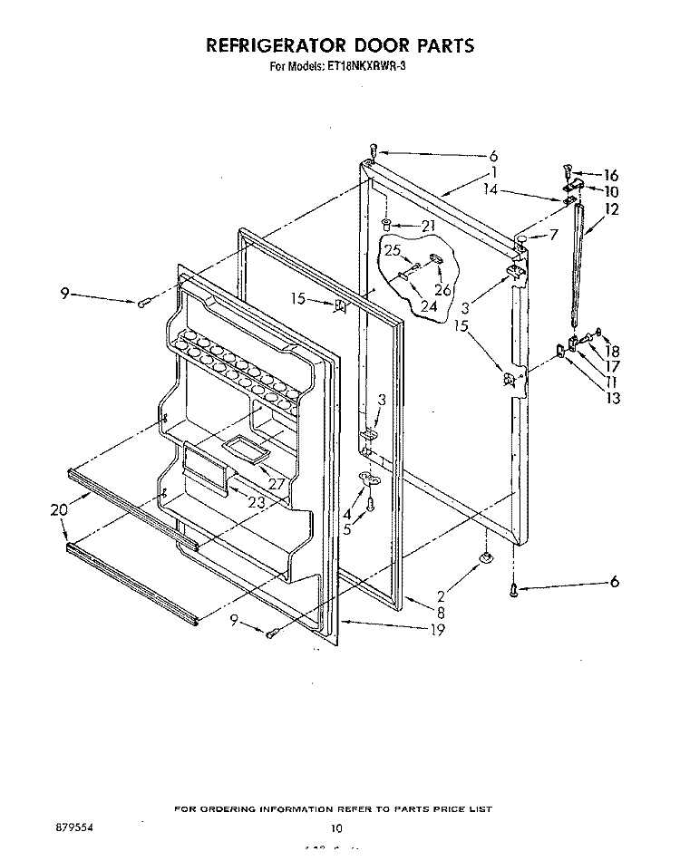 REFRIGERATOR DOOR, NOT ILLUSTRATED Diagram and Parts List for ET18NKXRWR3  Whirlpool Refrigerator