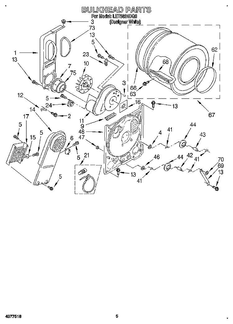 SECTION Diagram and Parts List for LET5624DQ0  Whirlpool Dryer