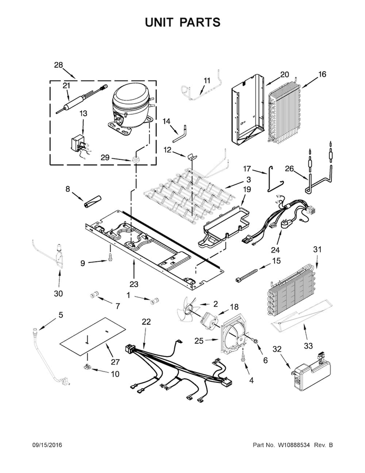 Unit Parts Diagram and Parts List for 10651769511  Kenmore Refrigerator