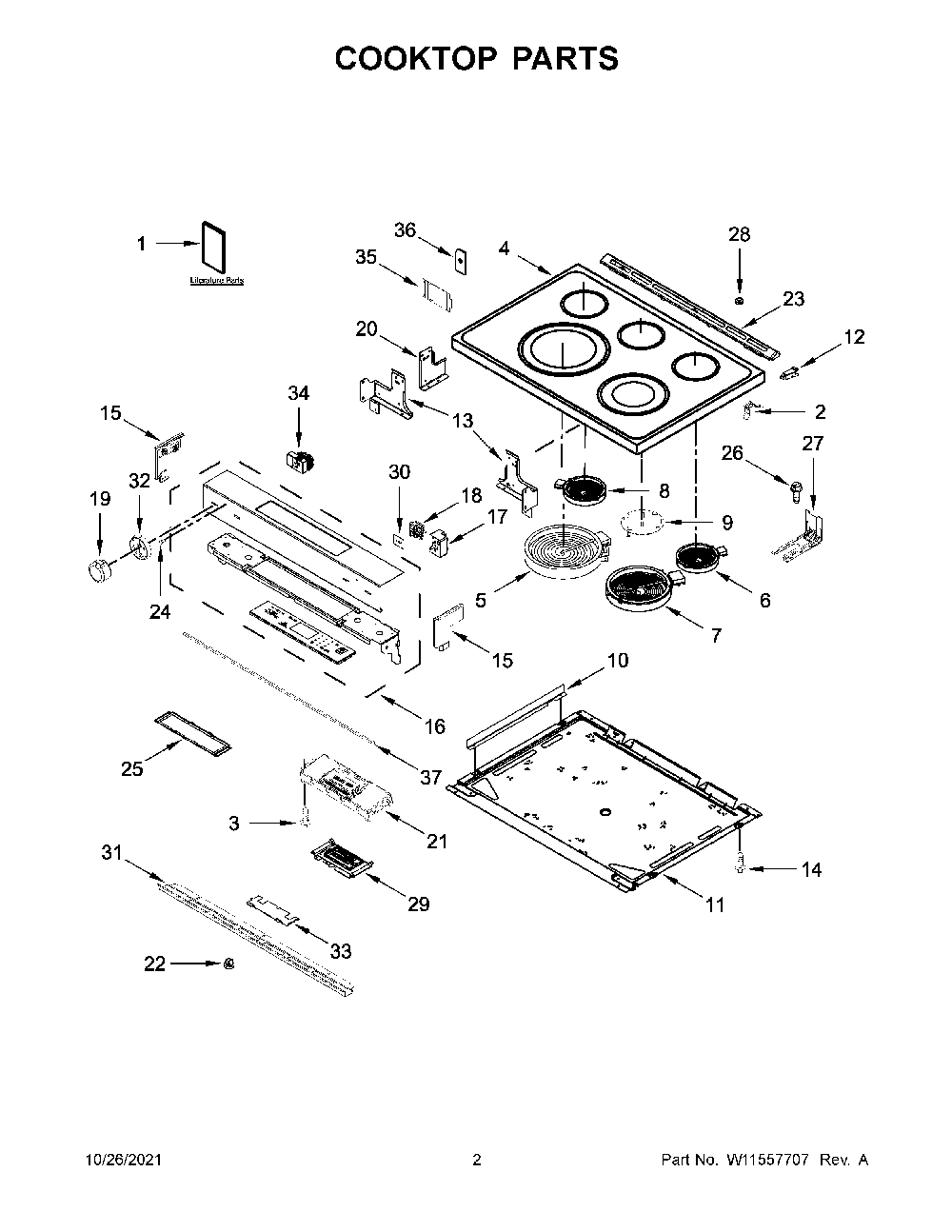 Cooktop Parts Diagram and Parts List for YKSEG700ESS4  KitchenAid Range