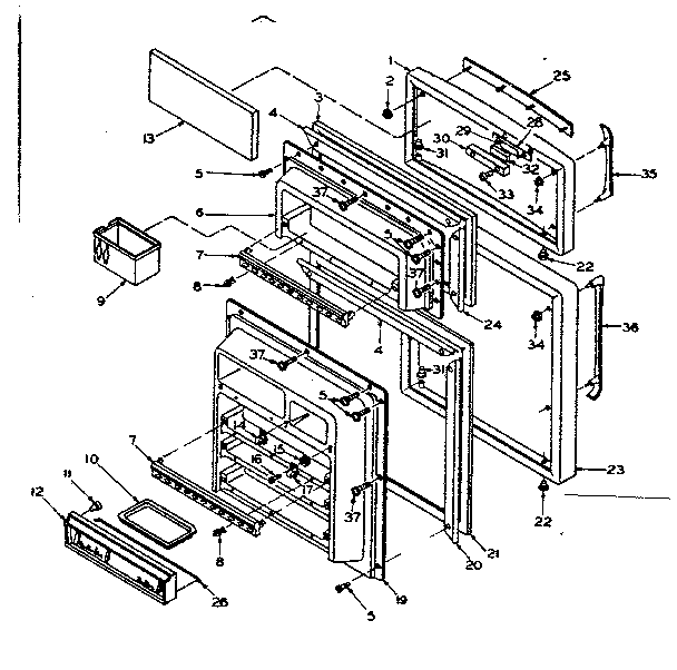 Door Parts Diagram and Parts List for 106T16E  Kenmore Refrigerator
