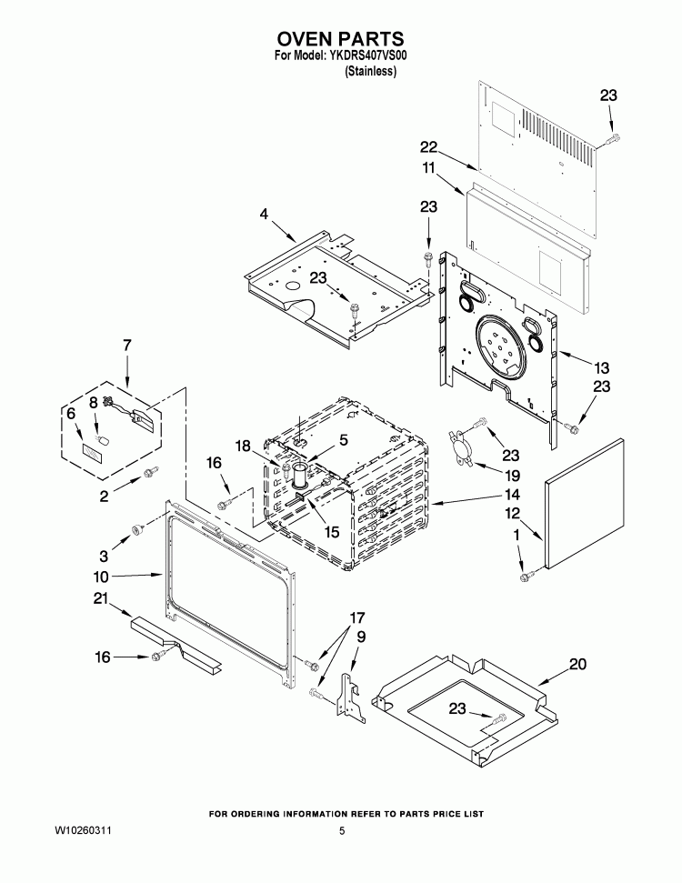OVEN PARTS Diagram and Parts List for YKDRS407VS00  KitchenAid Range