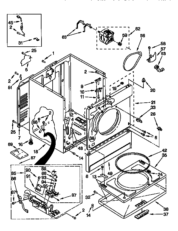 Cabinet Diagram and Parts List for LCG6646AN2  Whirlpool Dryer