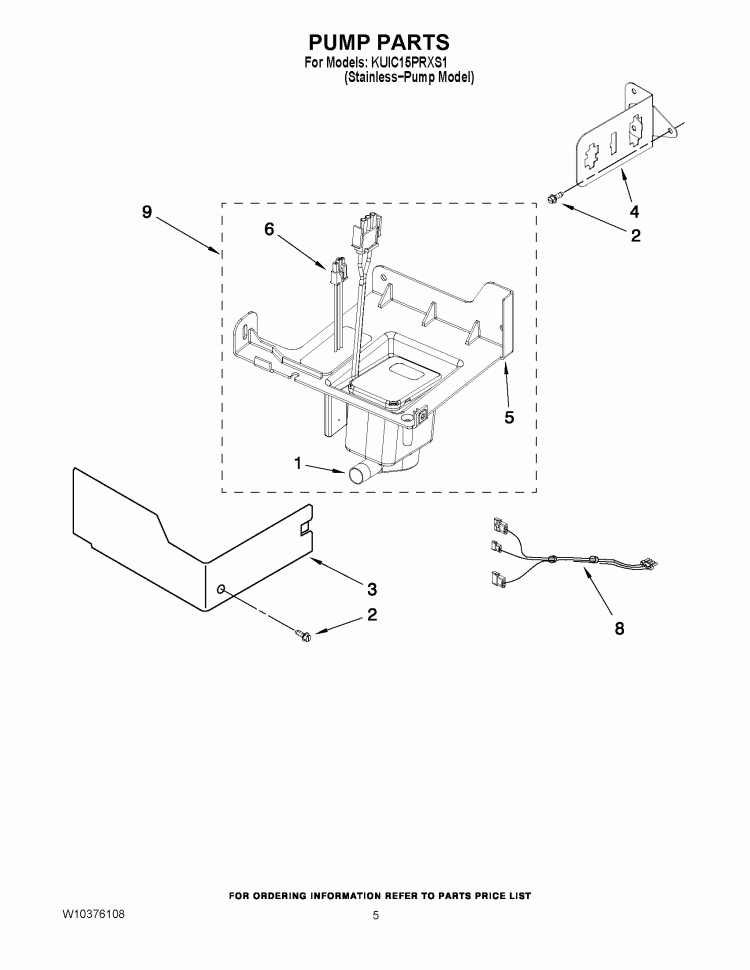 PUMP PARTS Diagram and Parts List for KUIC15PRXS1  KitchenAid Ice Maker