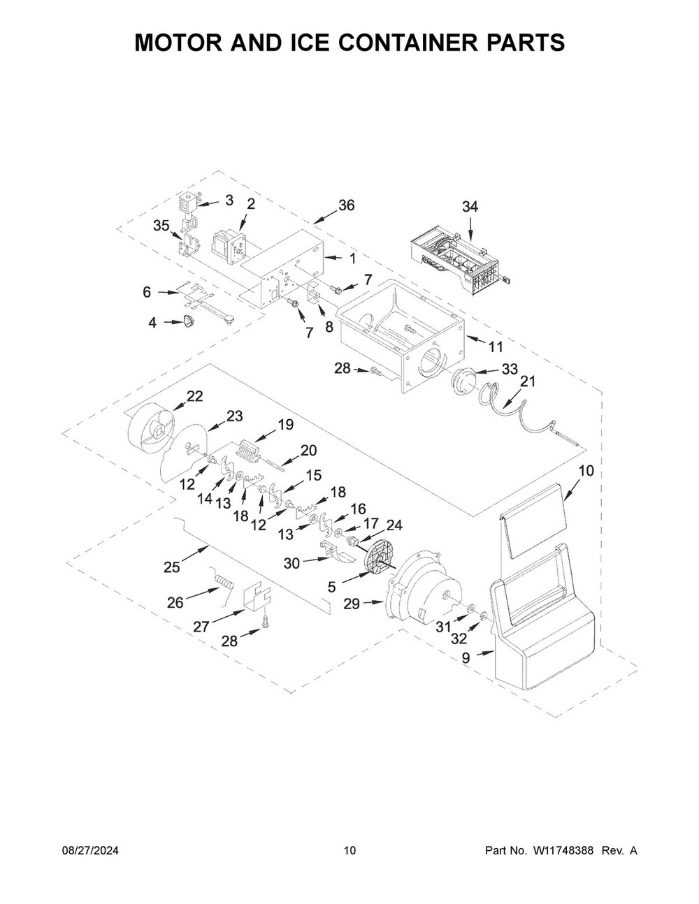 06 - Motor And Ice Container Parts Diagram and Parts List for WRS331SDHB07  Whirlpool Refrigerator
