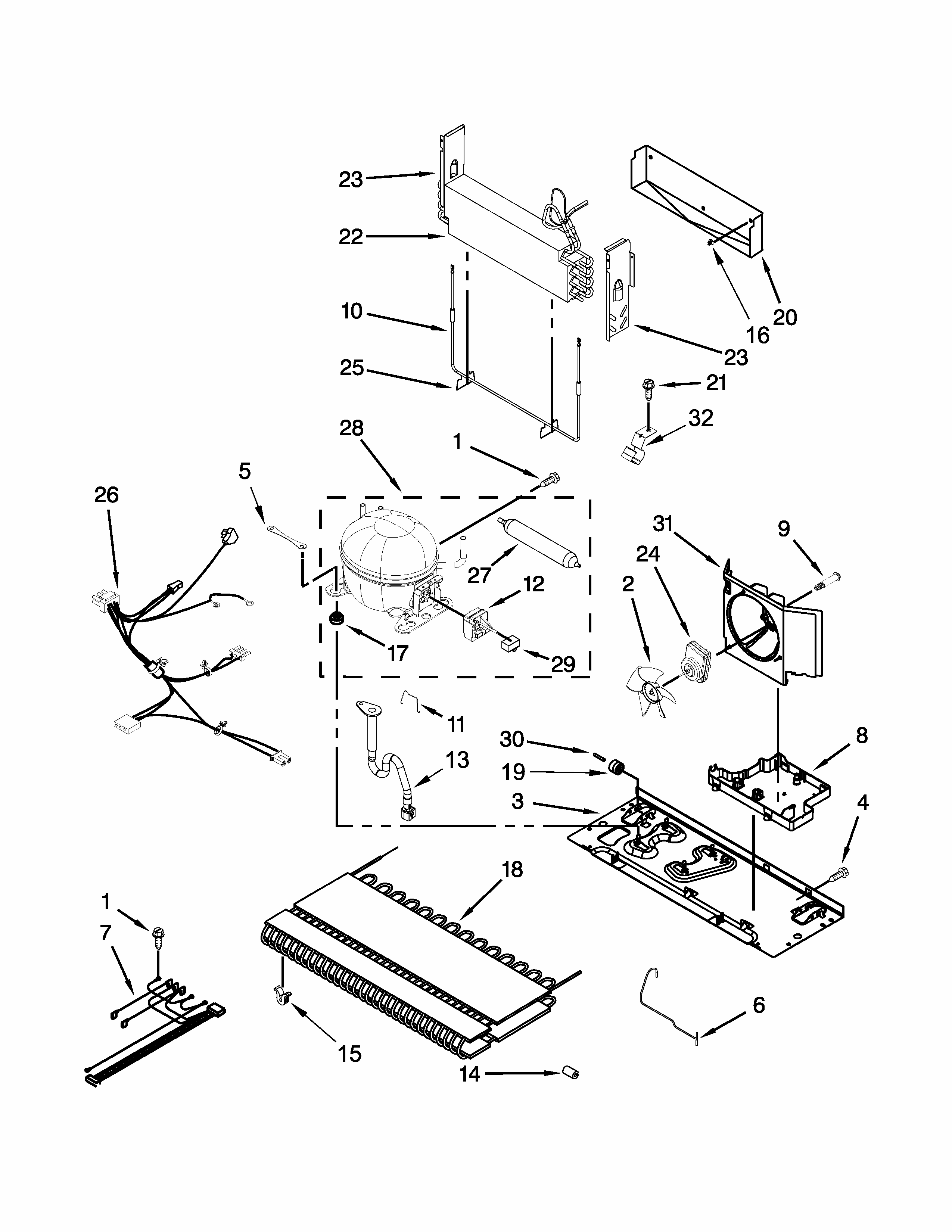 Unit Parts Diagram and Parts List for 596467934351  Kenmore Refrigerator