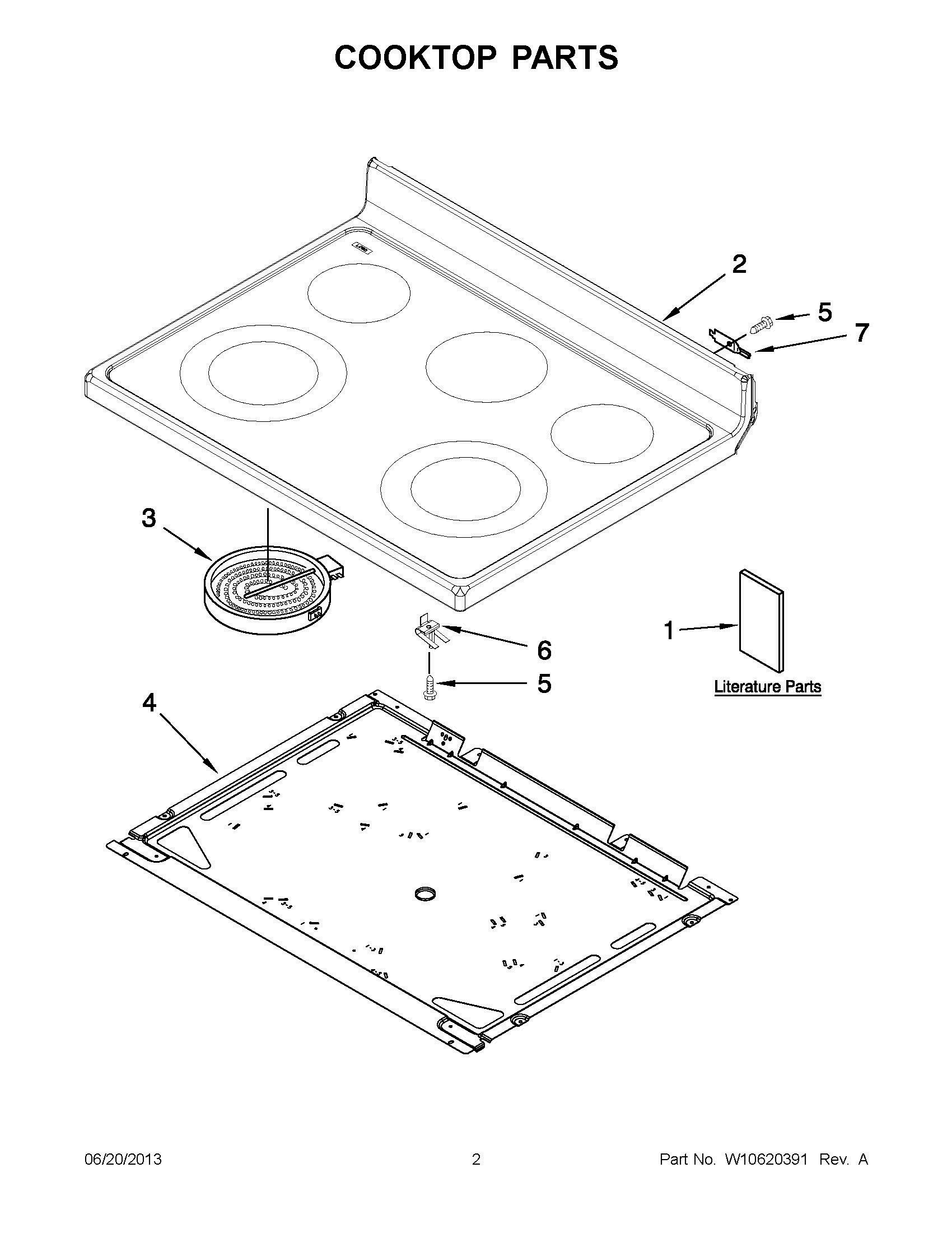 01 - COOKTOP PARTS Diagram and Parts List for YMER7685BW0  Whirlpool Range