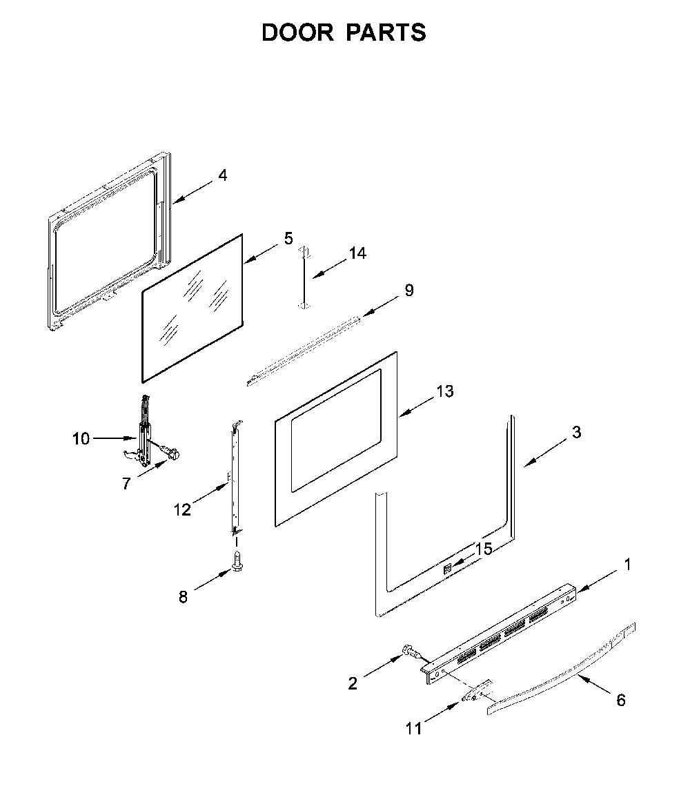 Door parts Diagram and Parts List for 66475123611  Kenmore Range