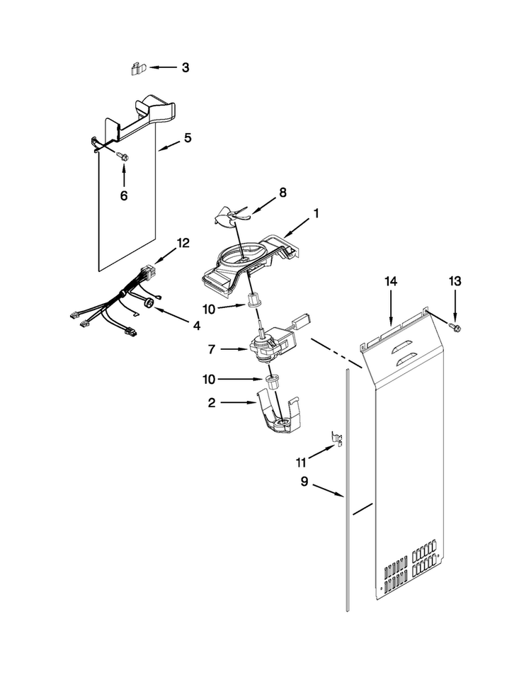 Air Flow Parts Diagram and Parts List for WRS321CDBM00  Whirlpool Refrigerator