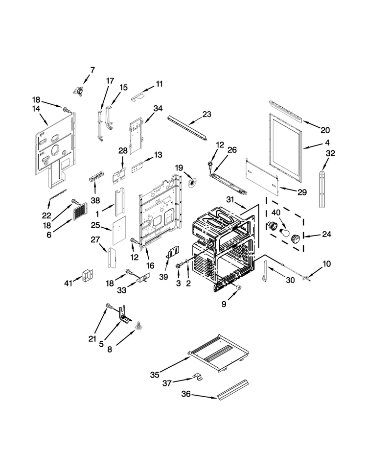 Chassis Parts Diagram and Parts List for WGE755C0BS01  Whirlpool Range