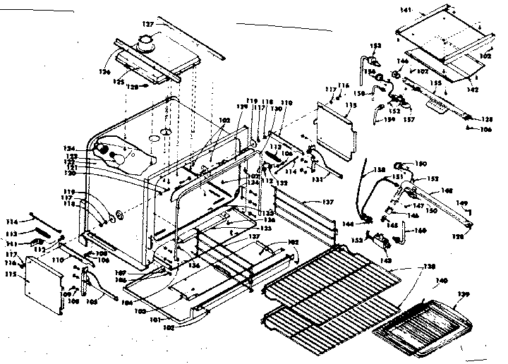 Oven Parts Diagram and Parts List for 1553567302  Kenmore Range