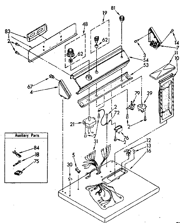 Top And Console Diagram and Parts List for LG5801XSN2  Whirlpool Dryer
